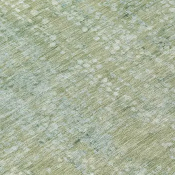 8' Green And Ivory Round Abstract Washable Indoor Outdoor Area Rug