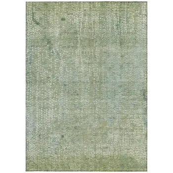 9' X 12' Green And Ivory Abstract Washable Indoor Outdoor Area Rug