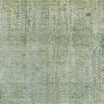 9' X 12' Green And Ivory Abstract Washable Indoor Outdoor Area Rug