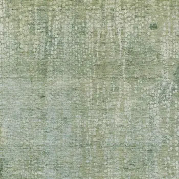 9' X 12' Green And Ivory Abstract Washable Indoor Outdoor Area Rug