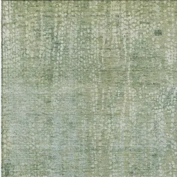 10' X 14' Green And Ivory Abstract Washable Indoor Outdoor Area Rug