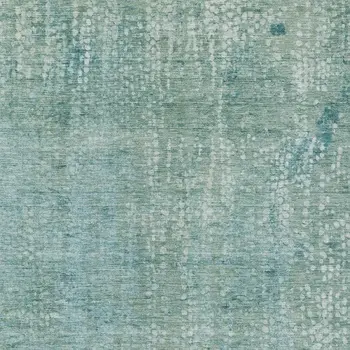 3' X 5' Teal Blue And Ivory Abstract Washable Indoor Outdoor Area Rug
