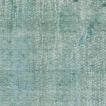 8' X 10' Teal Blue And Ivory Abstract Washable Indoor Outdoor Area Rug