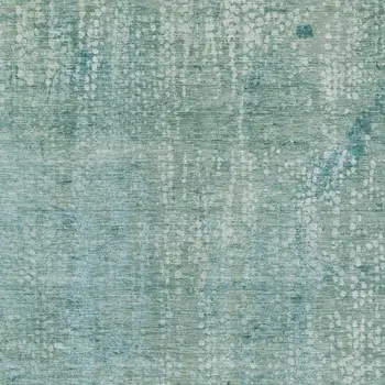9' X 12' Teal Blue And Ivory Abstract Washable Indoor Outdoor Area Rug