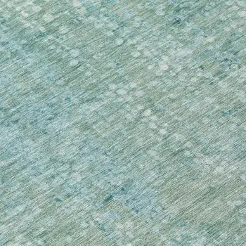 9' X 12' Teal Blue And Ivory Abstract Washable Indoor Outdoor Area Rug