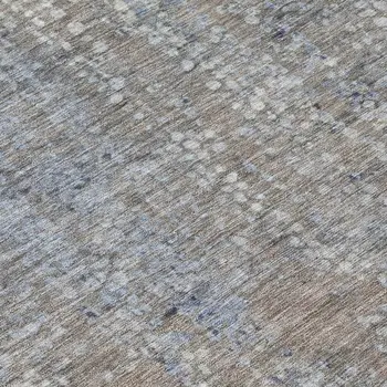 8' Taupe And Ivory Round Abstract Washable Indoor Outdoor Area Rug