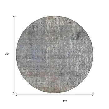 8' Taupe And Ivory Round Abstract Washable Indoor Outdoor Area Rug