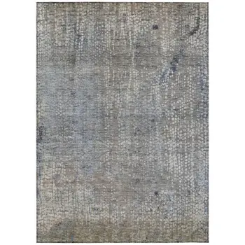 9' X 12' Taupe And Ivory Abstract Washable Indoor Outdoor Area Rug
