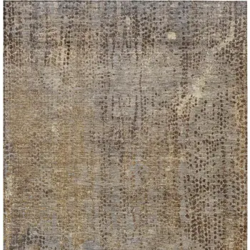 5' X 8' Brown And Ivory Abstract Washable Indoor Outdoor Area Rug