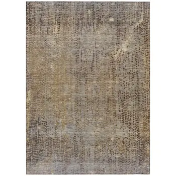 5' X 8' Brown And Ivory Abstract Washable Indoor Outdoor Area Rug