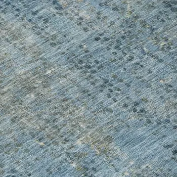 8' Blue And Ivory Round Abstract Washable Indoor Outdoor Area Rug