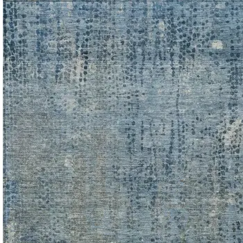 8' X 10' Blue And Ivory Abstract Washable Indoor Outdoor Area Rug