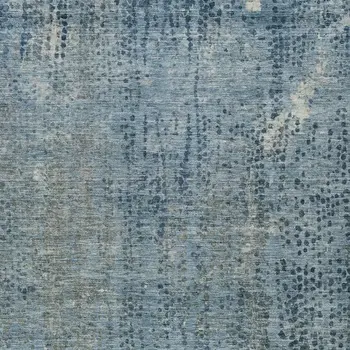 9' X 12' Blue And Ivory Abstract Washable Indoor Outdoor Area Rug