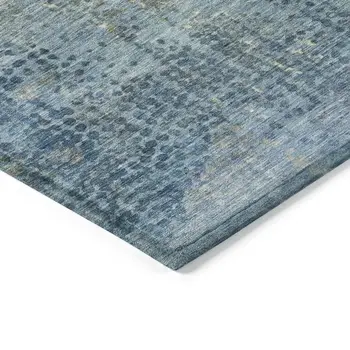 10' X 14' Blue And Ivory Abstract Washable Indoor Outdoor Area Rug