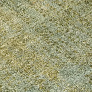 8' Green And Ivory Round Abstract Washable Indoor Outdoor Area Rug