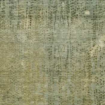 10' X 14' Green And Ivory Abstract Washable Indoor Outdoor Area Rug