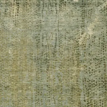 10' X 14' Green And Ivory Abstract Washable Indoor Outdoor Area Rug