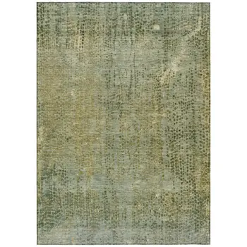 10' X 14' Green And Ivory Abstract Washable Indoor Outdoor Area Rug