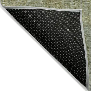 10' X 14' Green And Ivory Abstract Washable Indoor Outdoor Area Rug