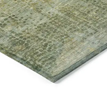 10' X 14' Green And Ivory Abstract Washable Indoor Outdoor Area Rug