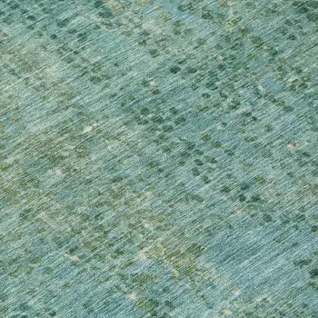 3' X 5' Teal Blue And Ivory Abstract Washable Indoor Outdoor Area Rug
