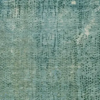 5' X 8' Teal Blue And Ivory Abstract Washable Indoor Outdoor Area Rug