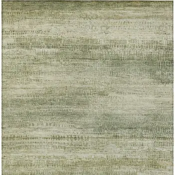 5' X 8' Artichoke Green And Beige Abstract Washable Indoor Outdoor Area Rug