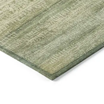 9' X 12' Artichoke Green And Beige Abstract Washable Indoor Outdoor Area Rug