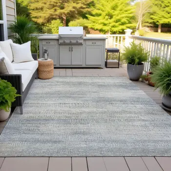 5' X 8' Linen And Beige Abstract Washable Indoor Outdoor Area Rug