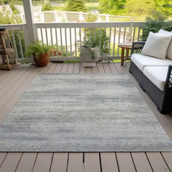 9' X 12' Linen And Beige Abstract Washable Indoor Outdoor Area Rug