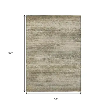 3' X 5' Taupe And Beige Abstract Washable Indoor Outdoor Area Rug