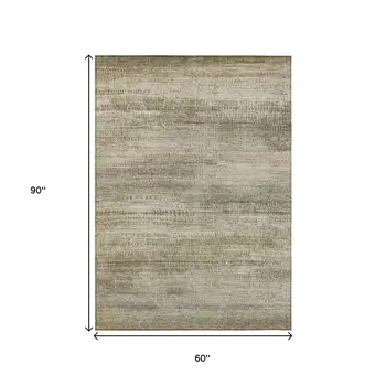 5' X 8' Taupe And Beige Abstract Washable Indoor Outdoor Area Rug