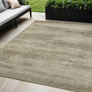 5' X 8' Taupe And Beige Abstract Washable Indoor Outdoor Area Rug