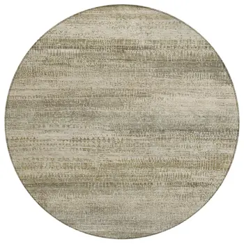 8' Taupe And Beige Round Abstract Washable Indoor Outdoor Area Rug