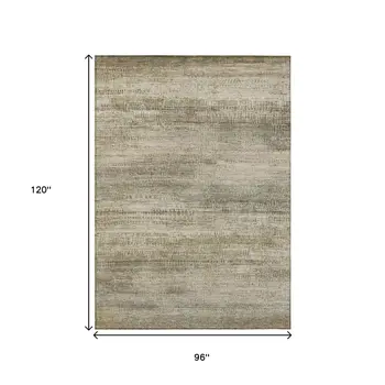 8' X 10' Taupe And Beige Abstract Washable Indoor Outdoor Area Rug