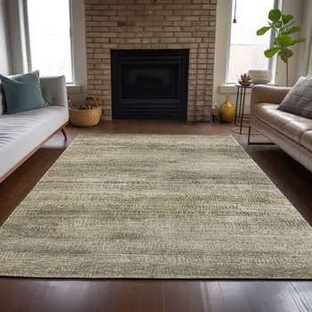 8' X 10' Taupe And Beige Abstract Washable Indoor Outdoor Area Rug
