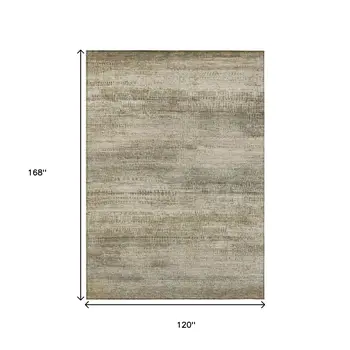 10' X 14' Taupe And Beige Abstract Washable Indoor Outdoor Area Rug