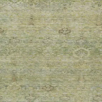 9' X 12' Green And Gold Oriental Washable Indoor Outdoor Area Rug