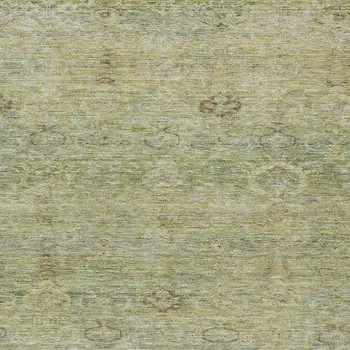 10' X 14' Green And Gold Oriental Washable Indoor Outdoor Area Rug