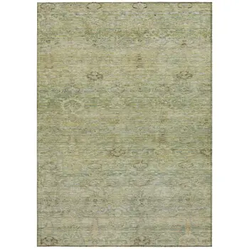 10' X 14' Green And Gold Oriental Washable Indoor Outdoor Area Rug