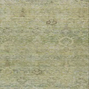 10' X 14' Green And Gold Oriental Washable Indoor Outdoor Area Rug