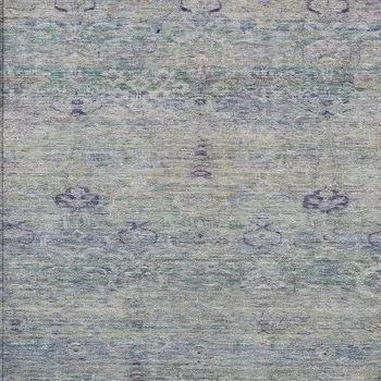 3' X 5' Plum And Silver Oriental Washable Indoor Outdoor Area Rug