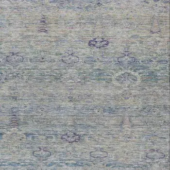 5' X 8' Plum And Silver Oriental Washable Indoor Outdoor Area Rug