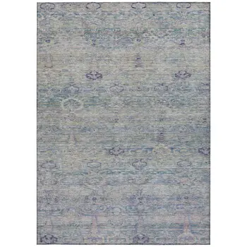5' X 8' Plum And Silver Oriental Washable Indoor Outdoor Area Rug