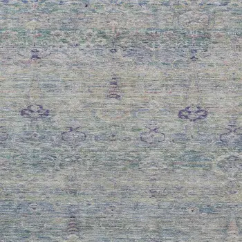 8' X 10' Plum And Silver Oriental Washable Indoor Outdoor Area Rug