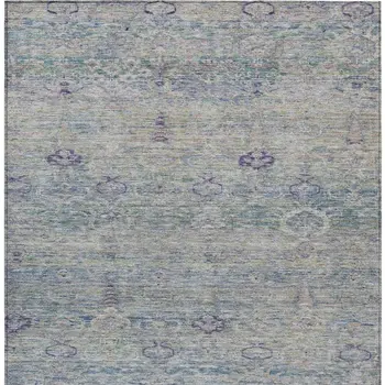 8' X 10' Plum And Silver Oriental Washable Indoor Outdoor Area Rug