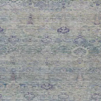 9' X 12' Plum And Silver Oriental Washable Indoor Outdoor Area Rug