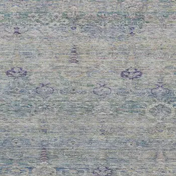9' X 12' Plum And Silver Oriental Washable Indoor Outdoor Area Rug