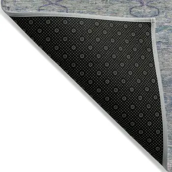 9' X 12' Plum And Silver Oriental Washable Indoor Outdoor Area Rug