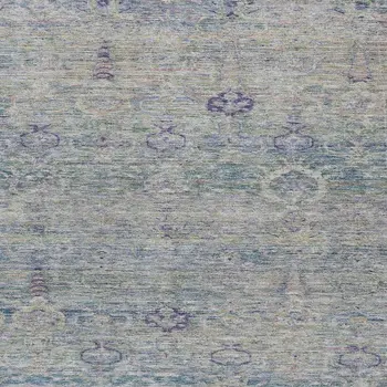 9' X 12' Plum And Silver Oriental Washable Indoor Outdoor Area Rug